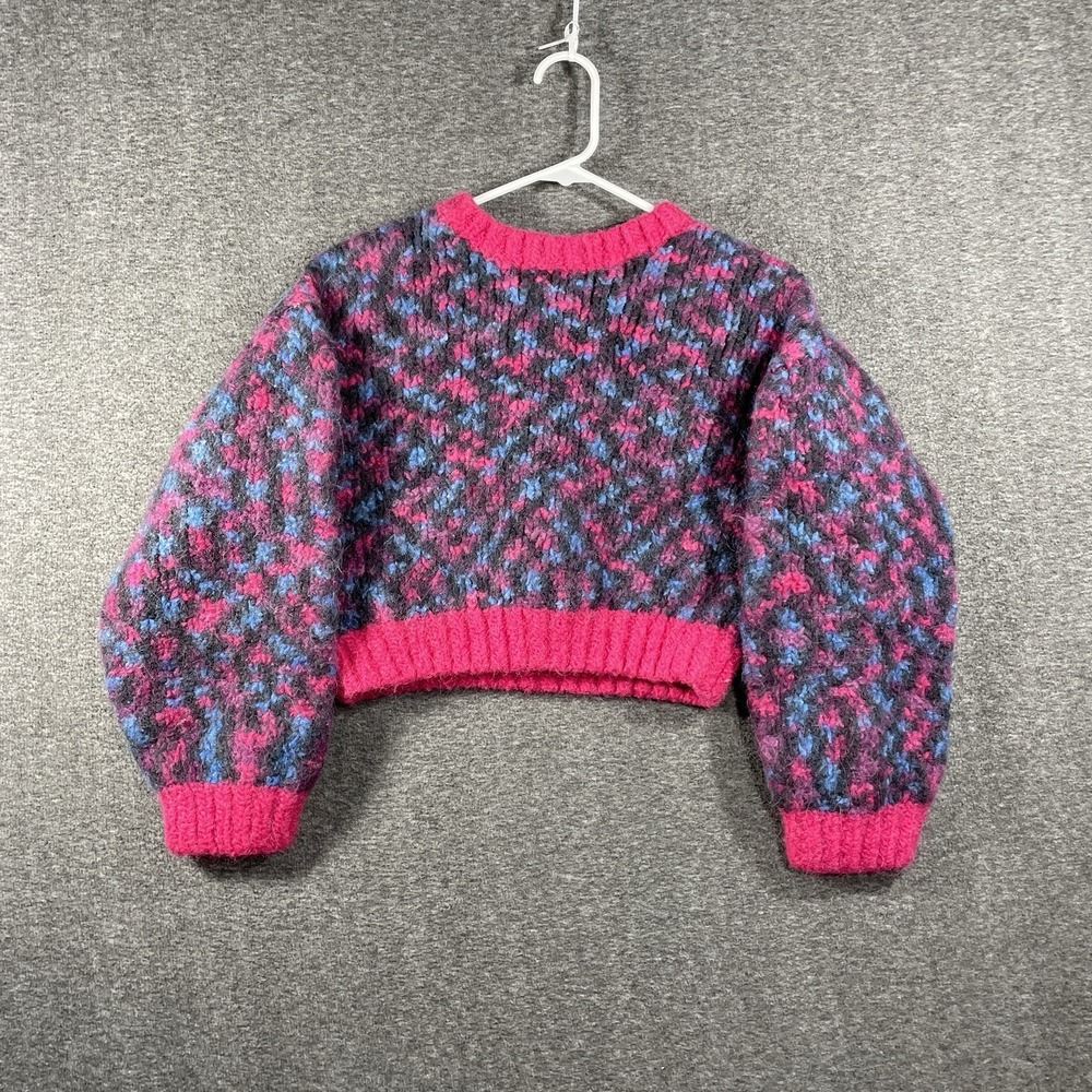 MOTHER The Dont Sweat It Sweater Small Pink Blue Multi Alpaca Wool Chunky Knit
